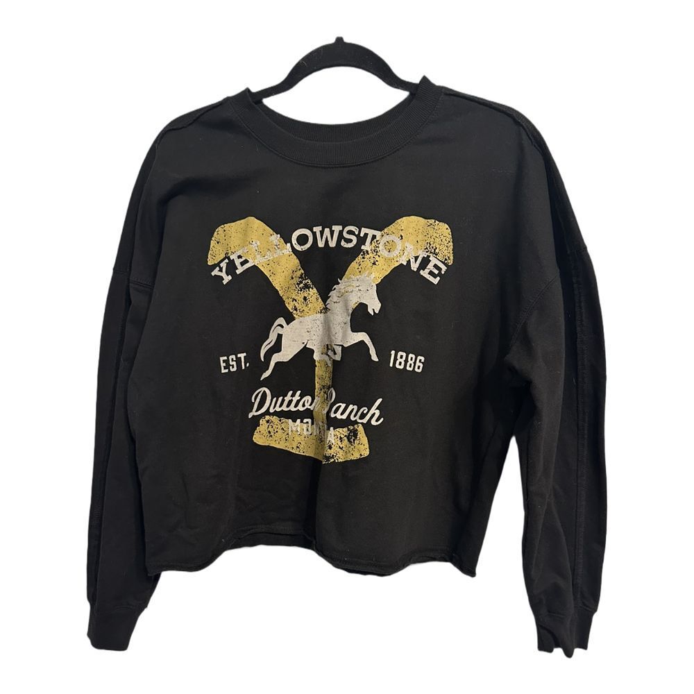 Black and Gold Graphic Boxy Long Sleeve Hoodie